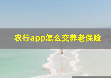 农行app怎么交养老保险