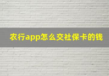 农行app怎么交社保卡的钱