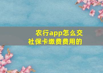 农行app怎么交社保卡缴费费用的