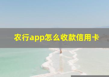 农行app怎么收款信用卡