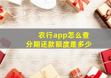 农行app怎么查分期还款额度是多少