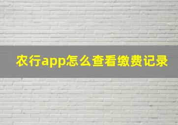 农行app怎么查看缴费记录