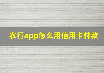 农行app怎么用信用卡付款