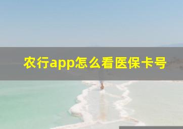 农行app怎么看医保卡号