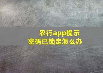 农行app提示密码已锁定怎么办