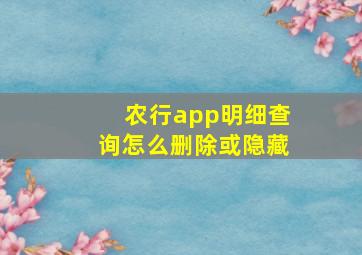 农行app明细查询怎么删除或隐藏