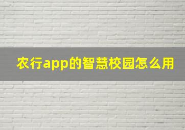 农行app的智慧校园怎么用