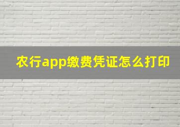 农行app缴费凭证怎么打印