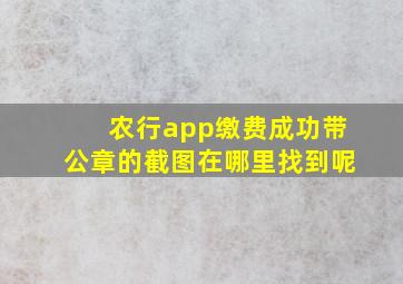 农行app缴费成功带公章的截图在哪里找到呢