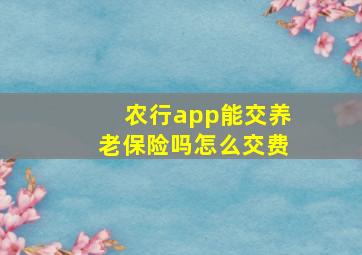 农行app能交养老保险吗怎么交费