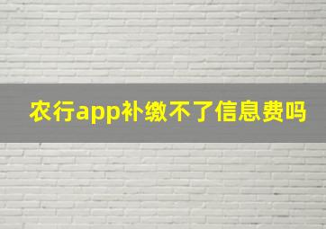 农行app补缴不了信息费吗