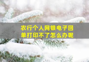 农行个人网银电子回单打印不了怎么办呢