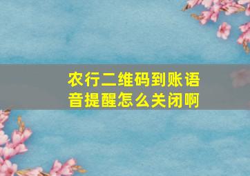 农行二维码到账语音提醒怎么关闭啊