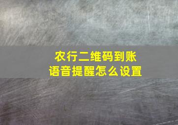 农行二维码到账语音提醒怎么设置