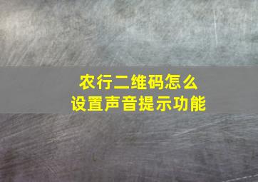 农行二维码怎么设置声音提示功能