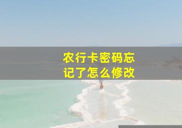 农行卡密码忘记了怎么修改