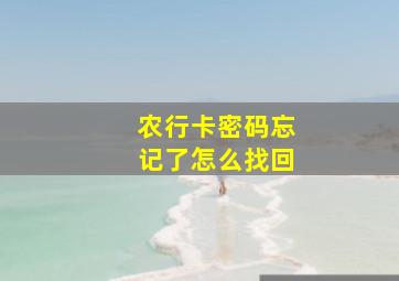 农行卡密码忘记了怎么找回