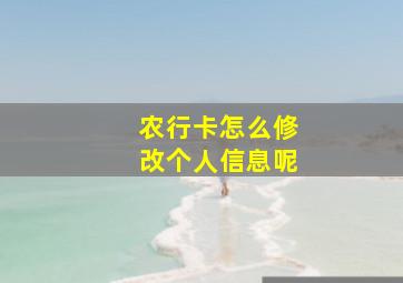 农行卡怎么修改个人信息呢