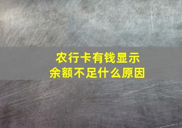 农行卡有钱显示余额不足什么原因