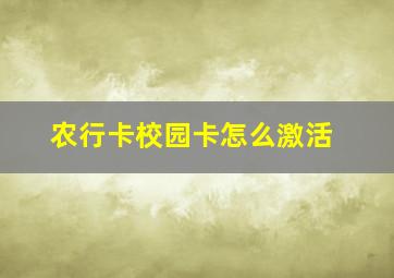 农行卡校园卡怎么激活