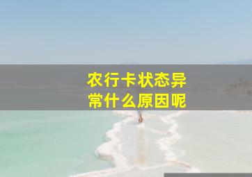 农行卡状态异常什么原因呢