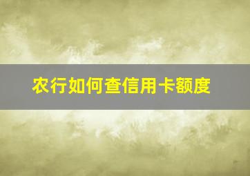 农行如何查信用卡额度