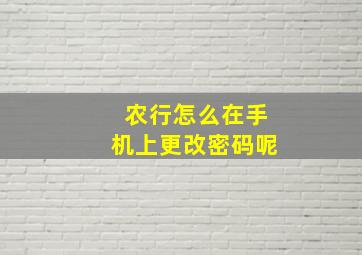 农行怎么在手机上更改密码呢