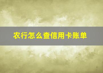 农行怎么查信用卡账单