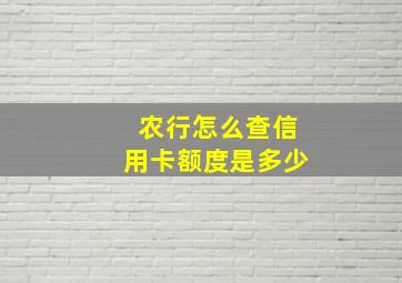 农行怎么查信用卡额度是多少