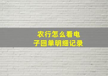 农行怎么看电子回单明细记录