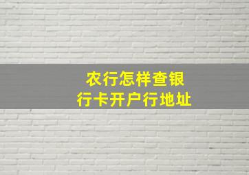 农行怎样查银行卡开户行地址