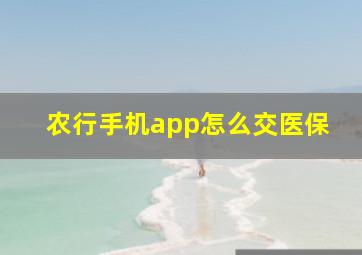 农行手机app怎么交医保