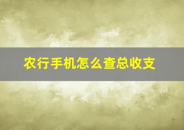 农行手机怎么查总收支