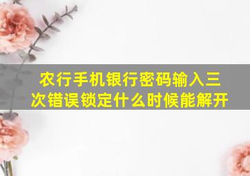 农行手机银行密码输入三次错误锁定什么时候能解开