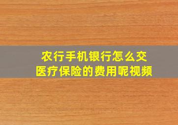 农行手机银行怎么交医疗保险的费用呢视频