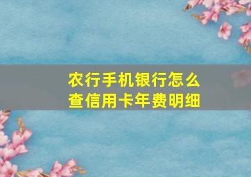 农行手机银行怎么查信用卡年费明细