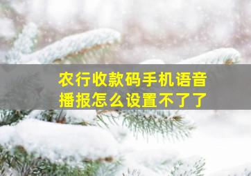 农行收款码手机语音播报怎么设置不了了