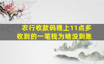 农行收款码晚上11点多收到的一笔钱为啥没到账