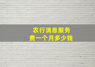 农行消息服务费一个月多少钱