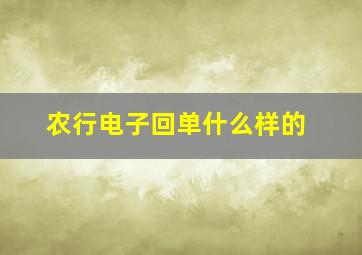 农行电子回单什么样的