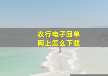 农行电子回单网上怎么下载