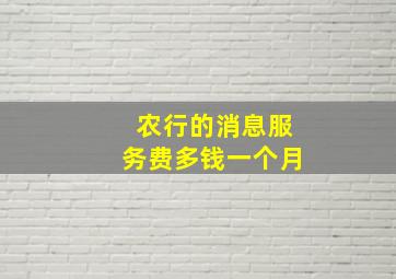 农行的消息服务费多钱一个月