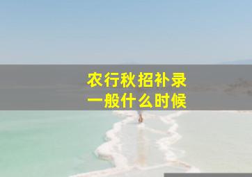 农行秋招补录一般什么时候