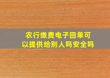 农行缴费电子回单可以提供给别人吗安全吗