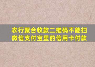 农行聚合收款二维码不能扫微信支付宝里的信用卡付款