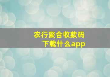 农行聚合收款码下载什么app