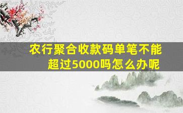 农行聚合收款码单笔不能超过5000吗怎么办呢