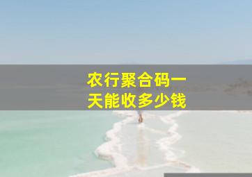 农行聚合码一天能收多少钱