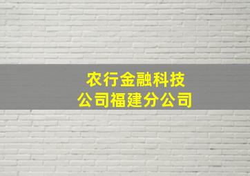 农行金融科技公司福建分公司