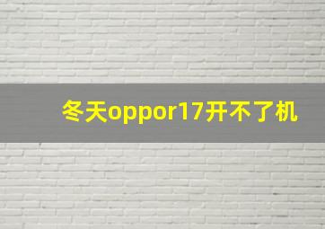 冬天oppor17开不了机